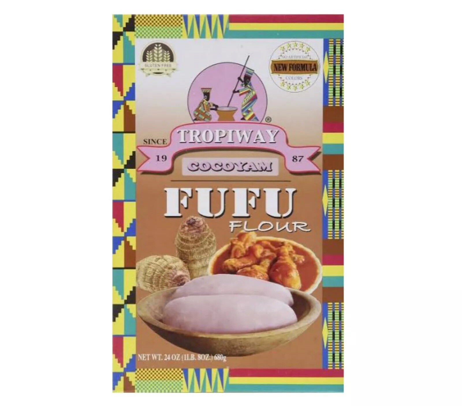 Tropiway Cocoyam Fufu Flour Net WT. 24 OZ (1lb.8oz) 680g. Pack of 2