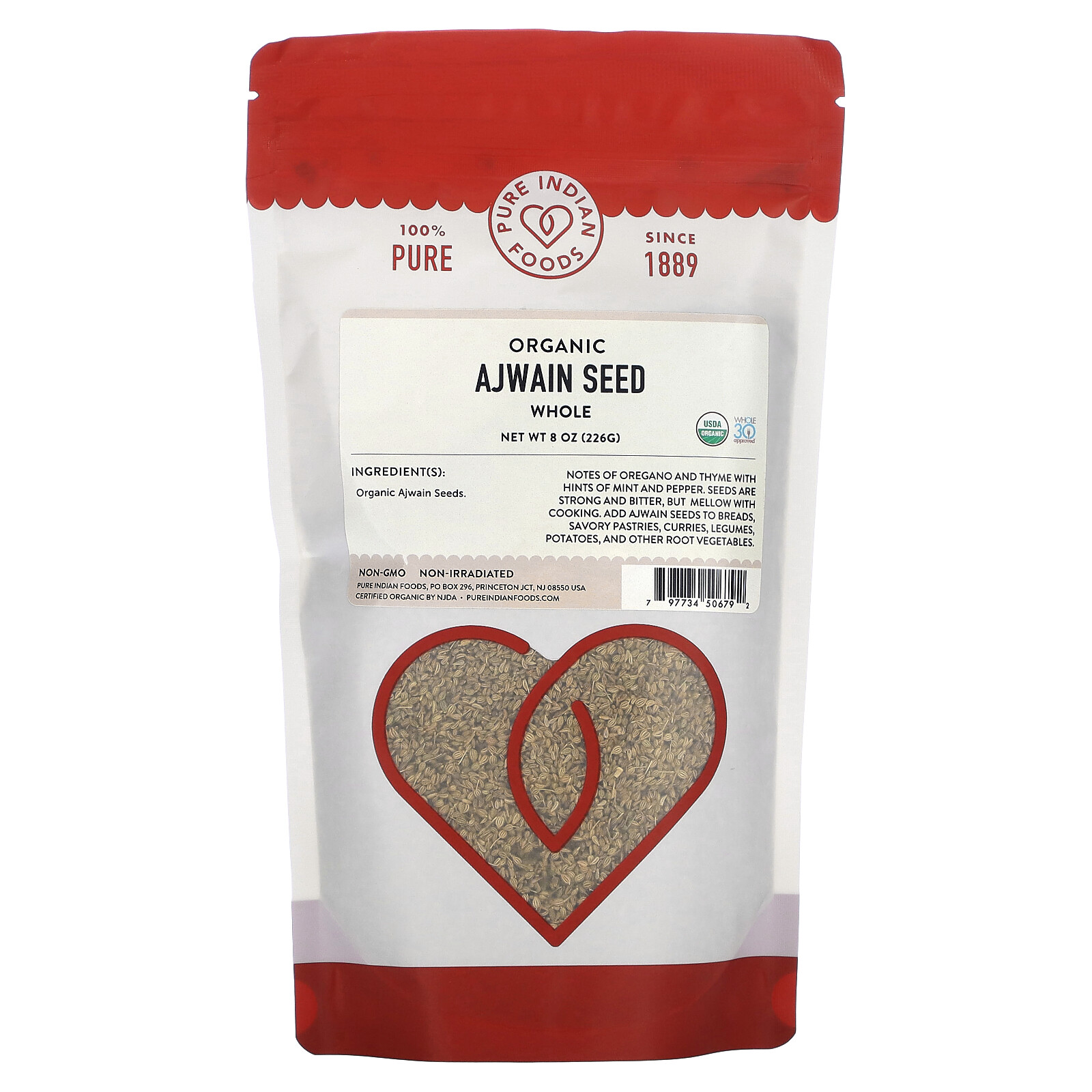 Organic Whole Ajwain Seed, 8 oz (226 g)