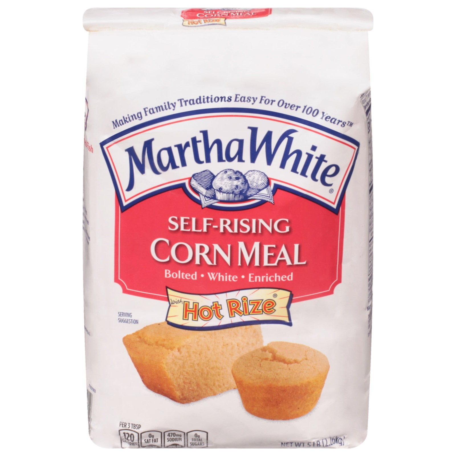 Self Rising Corn Meal 4 Pack 80 oz W/ Enriched White Corn & Great for Baking