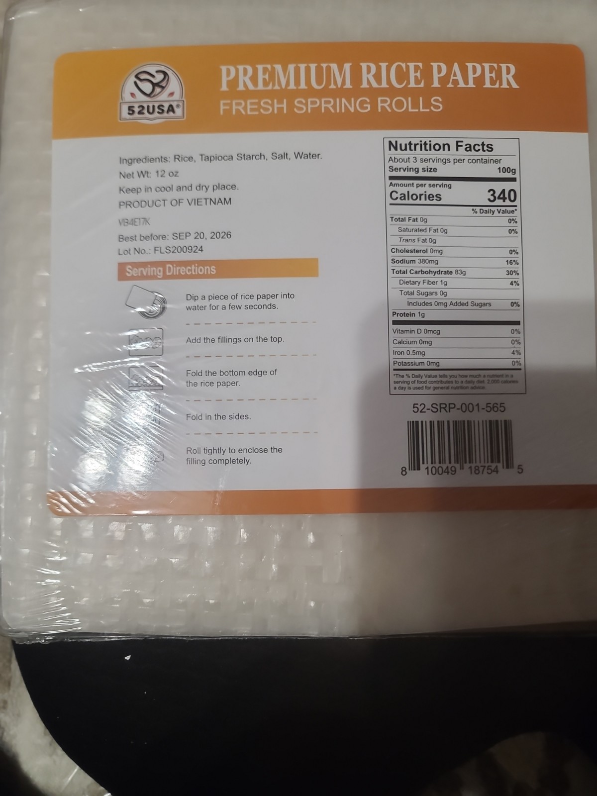 52USA Square Rice Paper, 1 Pack, Pack of 1 (34 Sheets), White Paper