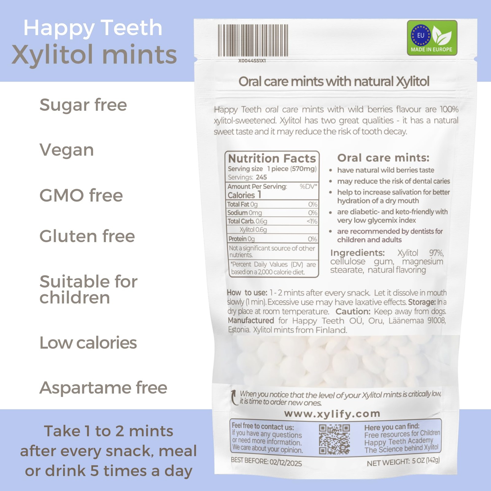 Xylitol Mints Wild Berries Sugar Free 5oz 245 Count for Oral Care
