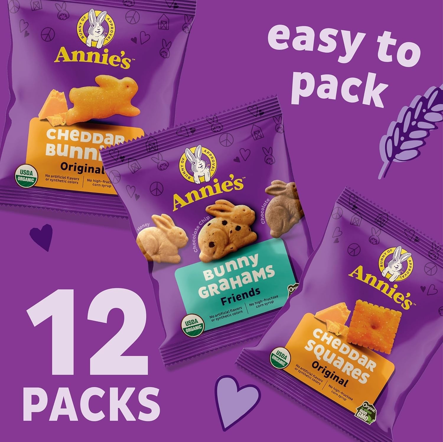 Delicious Annie’s Organic Snack Pack: Cheddar Bunnies, Graham Bunnies & Squares