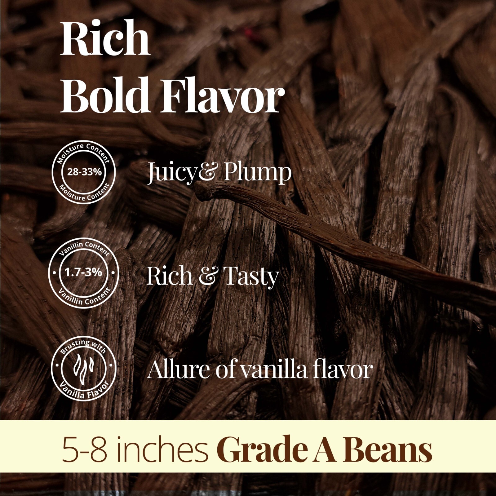 Fresh Organic Vanilla Beans Grade A 5′- 8′ – Bulk Vanilla Pods and Vanilla Cuts.