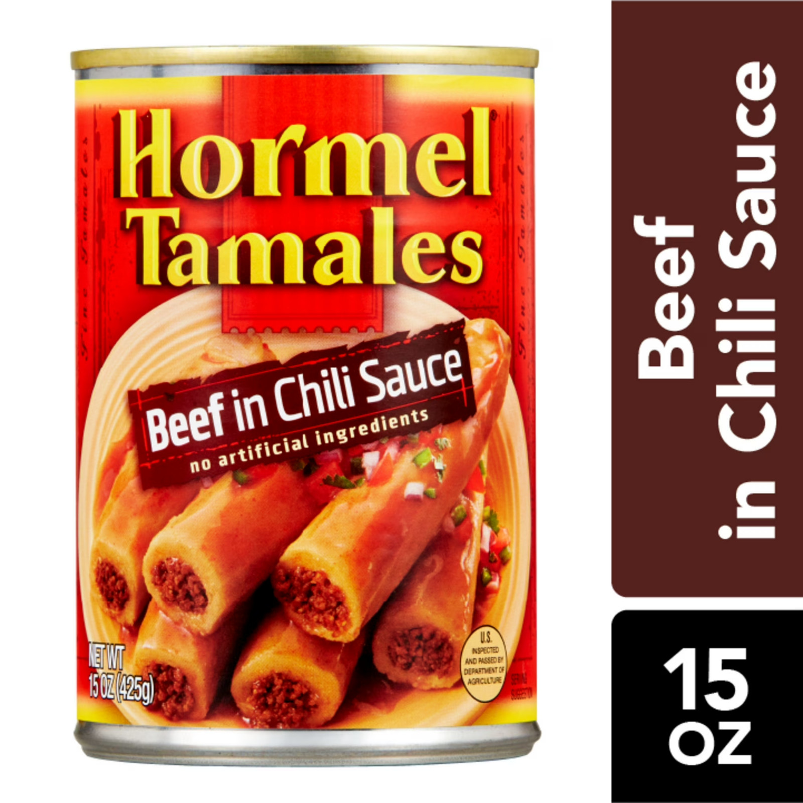 (4 pack) HORMEL Beef Tamales in Chili Sauce, Shelf-Stable, 15 oz Steel Can
