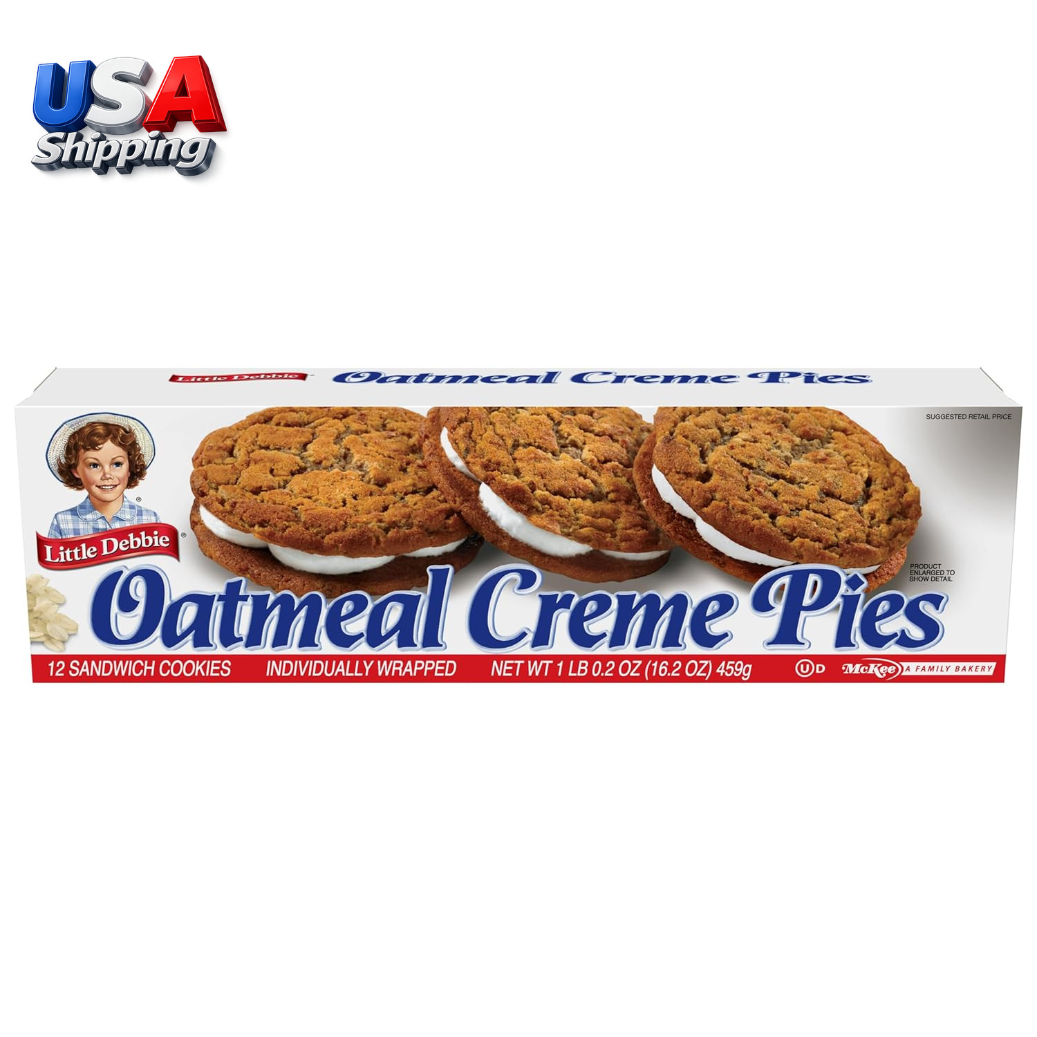 Oatmeal Crème Pies, 12 Individually Wrapped Sandwich Cookies, 16.2 OZ Box