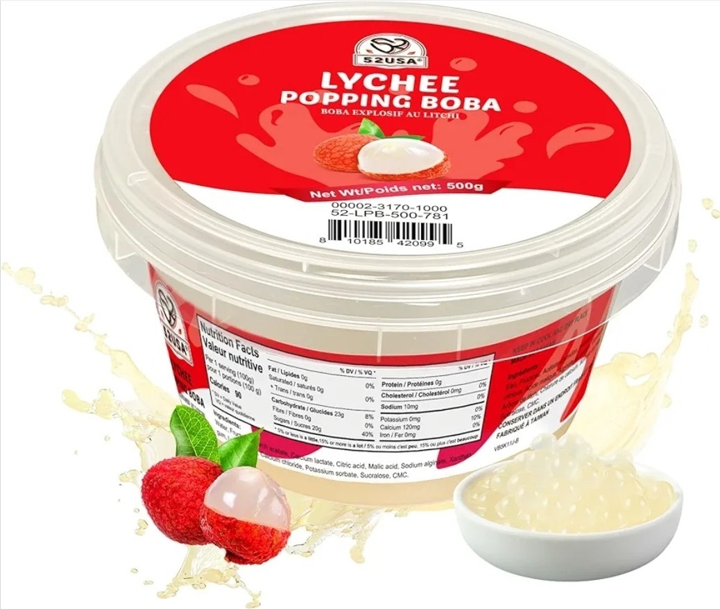 52USA Lychee Popping Boba 500g Bubble Tea Pearls Dessert Topping