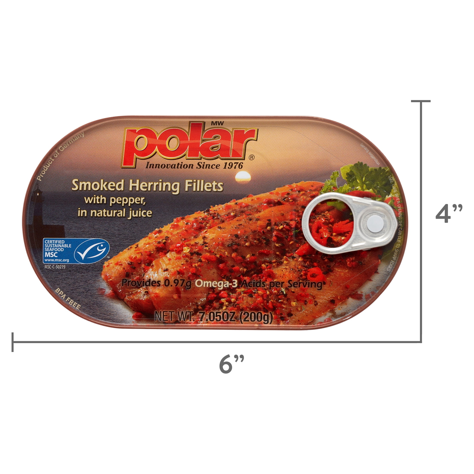 (4 Pack) Smoked Peppered Herring Fillets in Natural Juice, 7.05 Oz