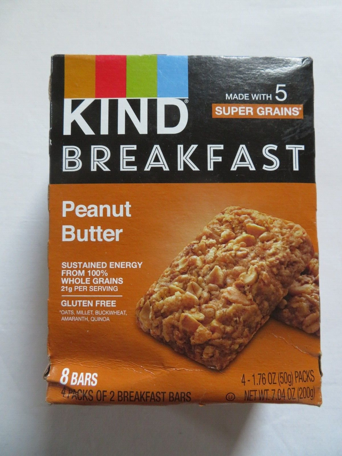 (1) Box Kind Breakfast Bars Peanut Butter 8 Bars 7.04 Oz Total Weight ^