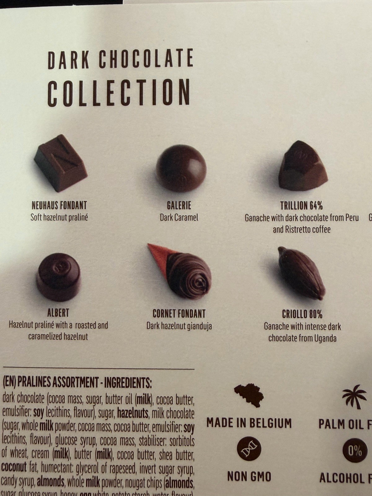 Neuhaus Belgian Chocolate Classic Discovery Collection All Dark Chocolates – 12