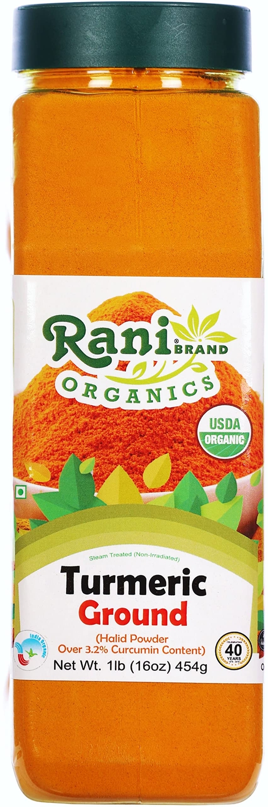 Rani Organic Turmeric (Haldi) Root Powder Spice, (High Curcumin Content) 16oz