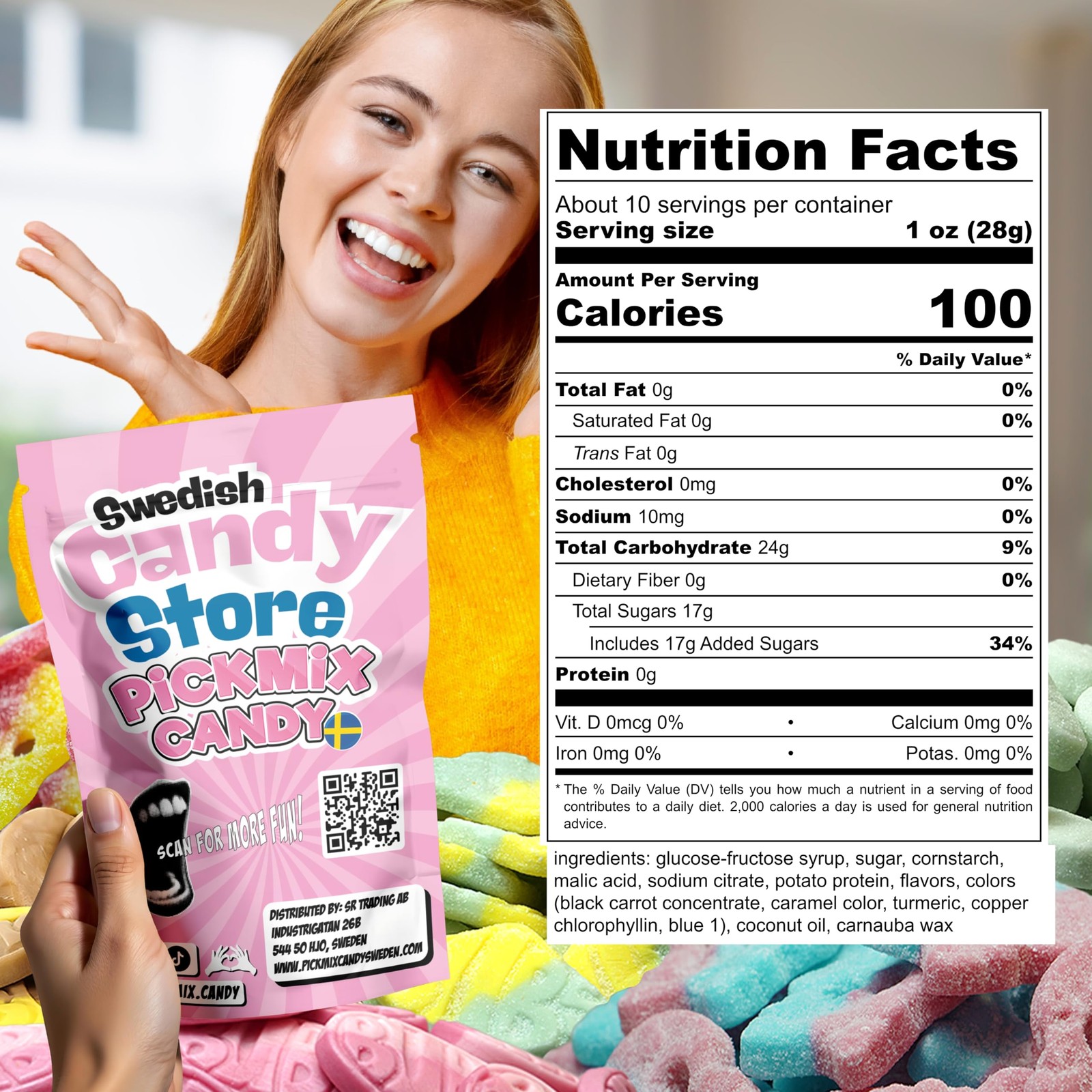 BUBS Swedish Candy Mix 10 Oz (Over ½ Pound!) 8 Flavor Variety, Sweet & Sour S…