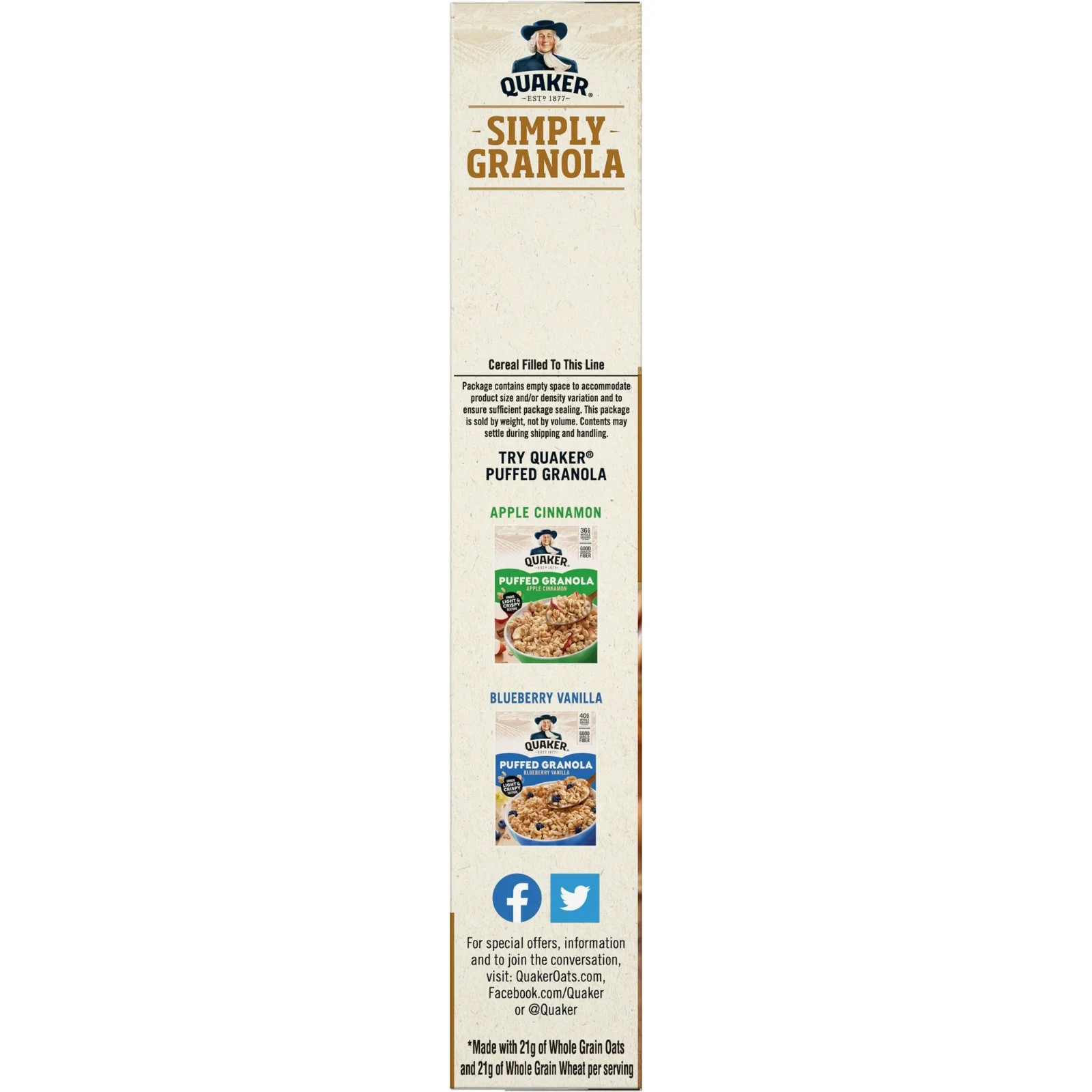 Quaker Simply Granola Cereal Oats Honey Almonds 24.1 oz Ready to Eat…