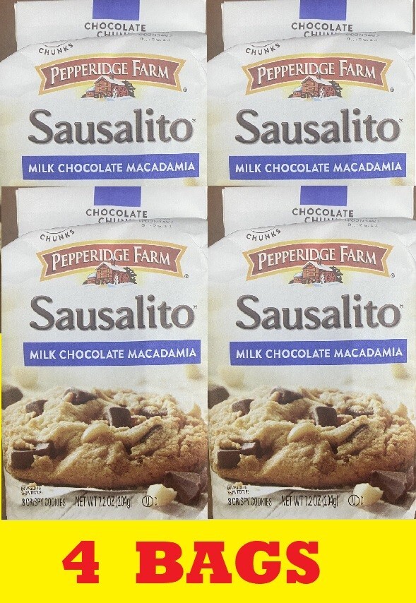 4x Pepperidge Farm Sausalito Milk Chocolate Macadamia Cookies 7.2oz 4 BAGS PACKS