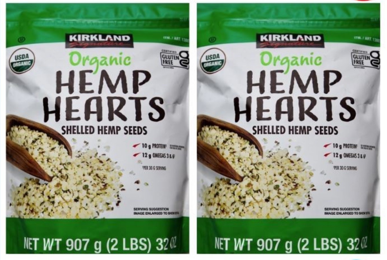 2 PACK Kirkland Signature Organic Hemp Hearts, 32 Ounce Total 4 Lbs