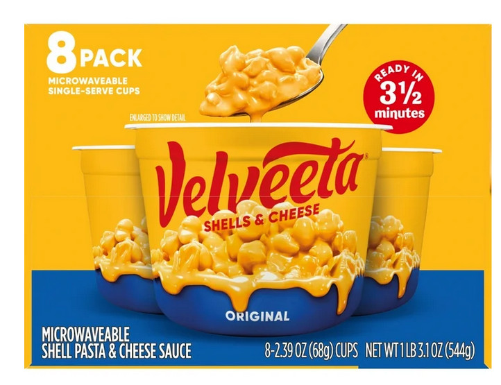 Velveeta Shells and Cheese Original Macaroni and Cheese Cups Easy Microwaveable