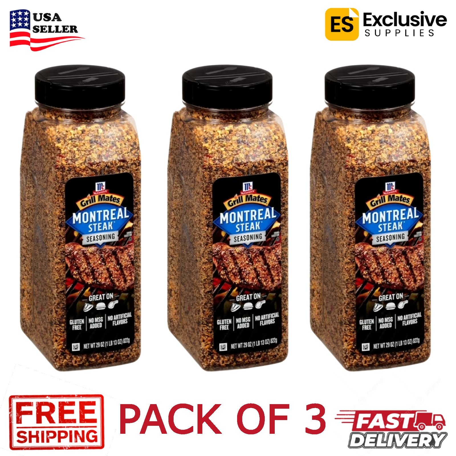 PACK OF 3 – McCormick Grill Mates Montreal Steak Seasoning – Each 29oz