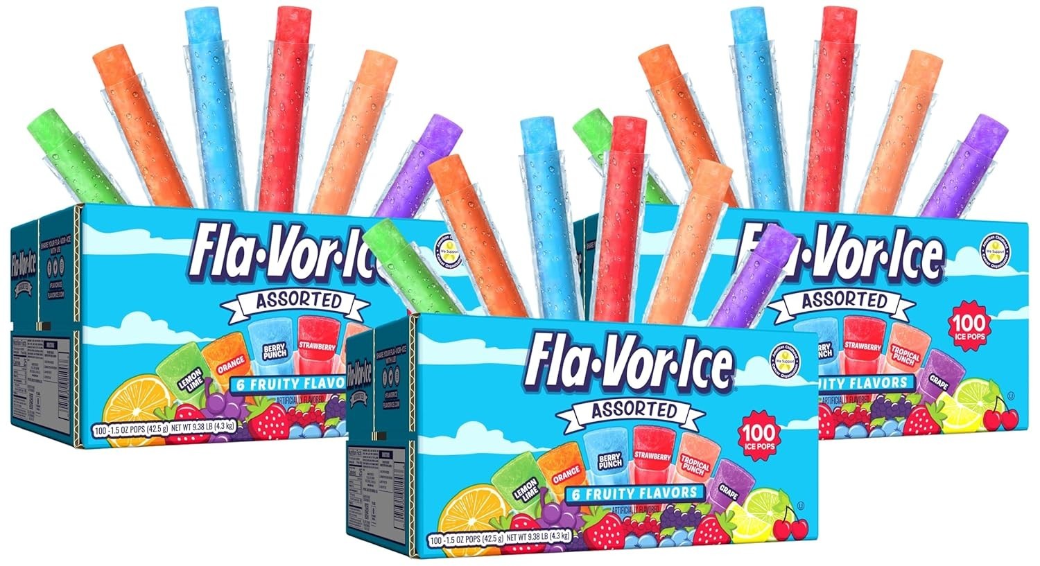 Popsicle Variety Pack of 1.5 Oz Freezer Bars, Assorted Flavors, Lemon-Lime, B…