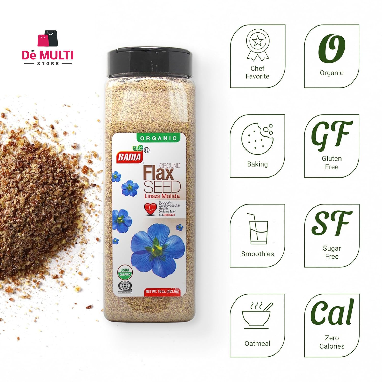 Organic Flax Seed, Ground, 16-Ounce