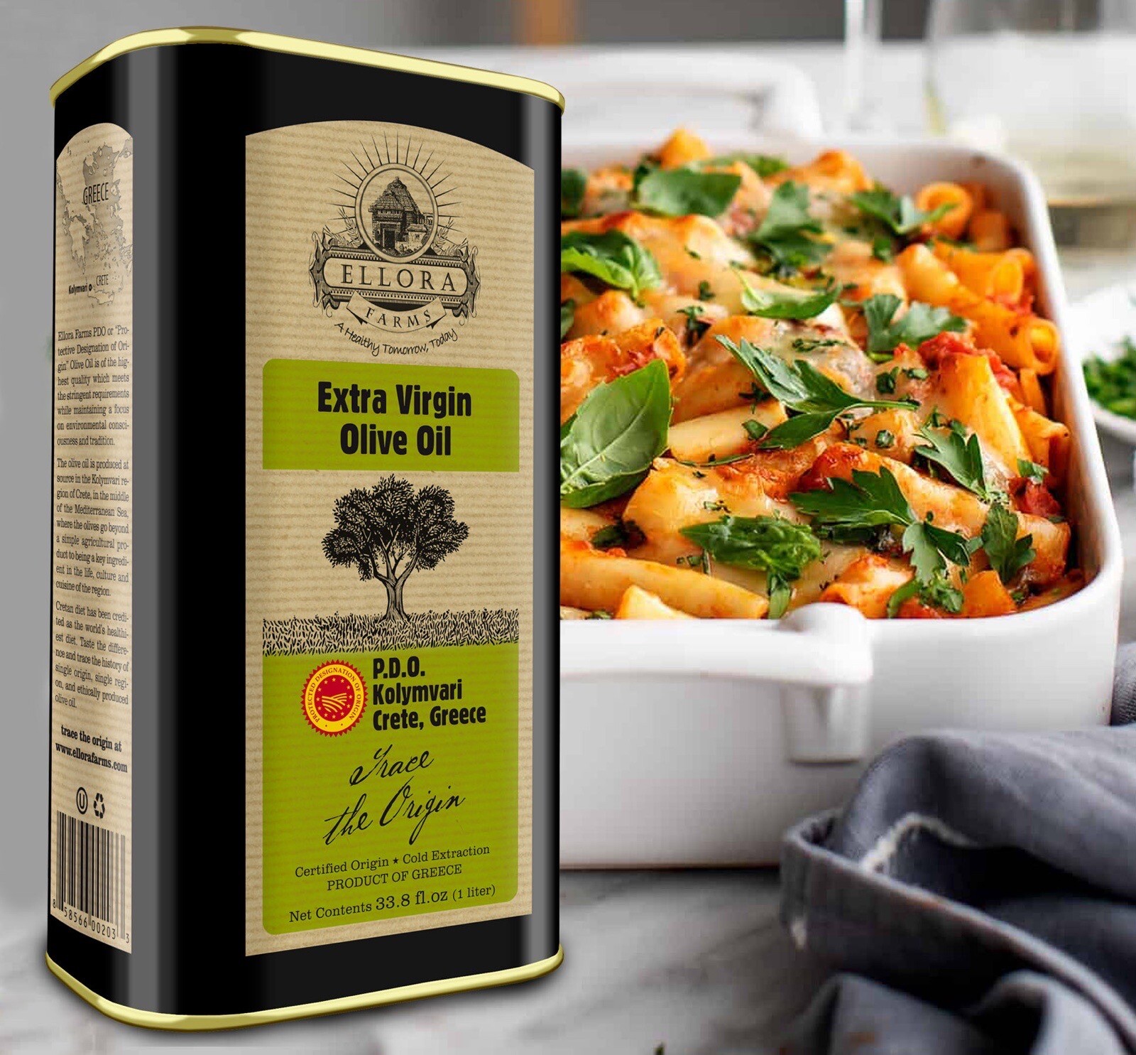 Ellora Farms, Greek Extra Virgin Olive Oil, Single Estate, 1 Lt. Tin