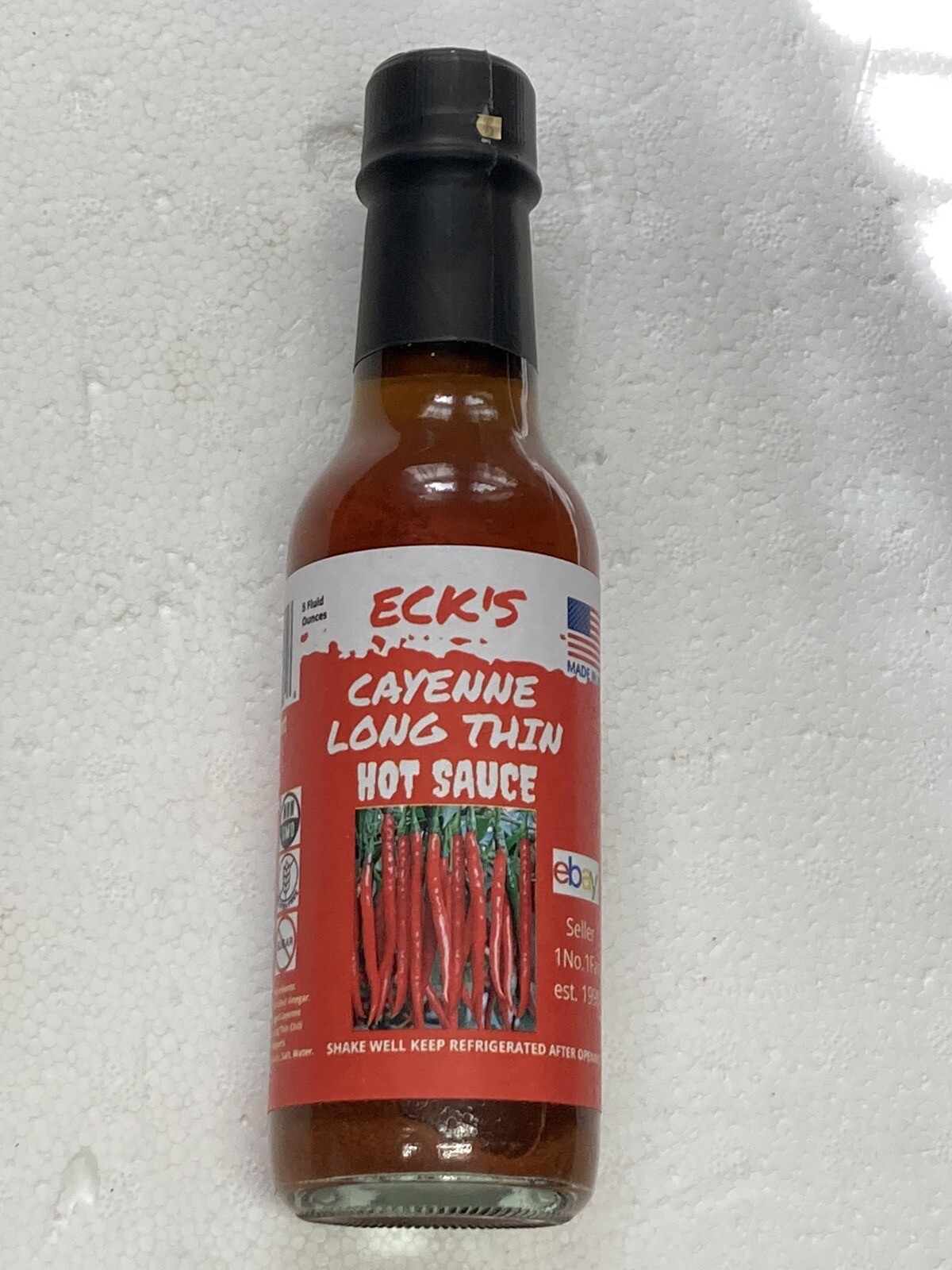 ECK’S CAYENNE LONG THIN Hot Pepper Sauce 5 oz Bottle MONONGAHELA PA