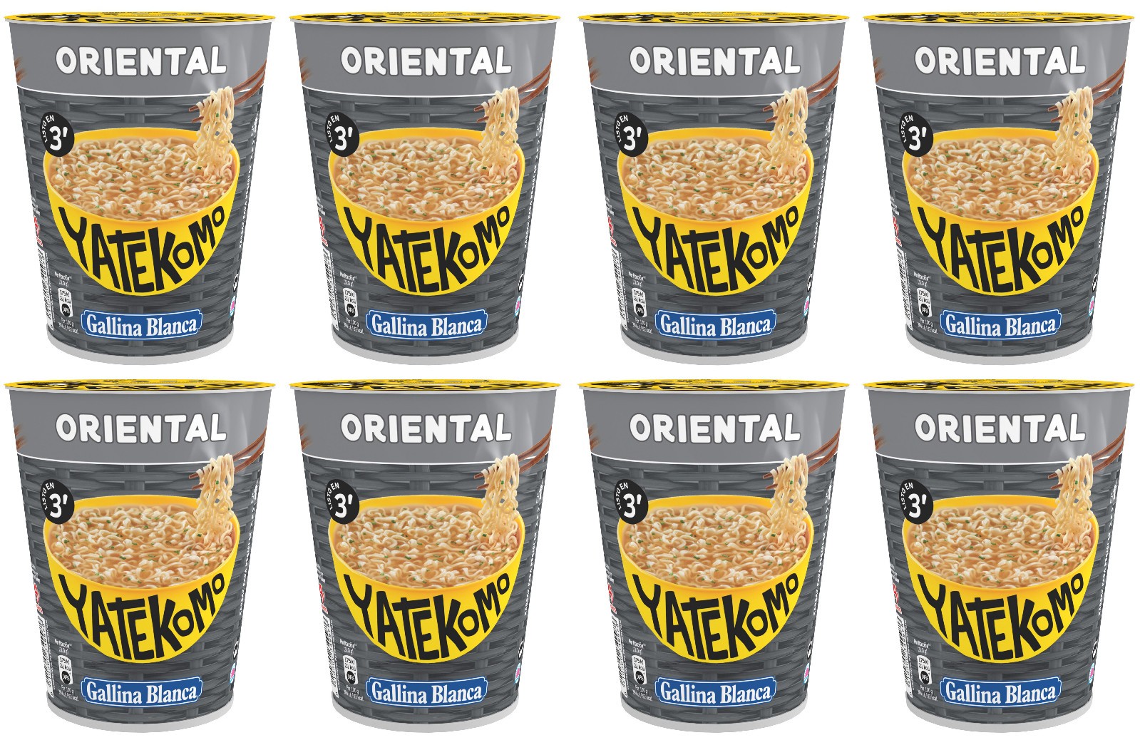 8 YATEKOMO Oriental Flavor Instant Noodles Buckets 61g 2.15oz