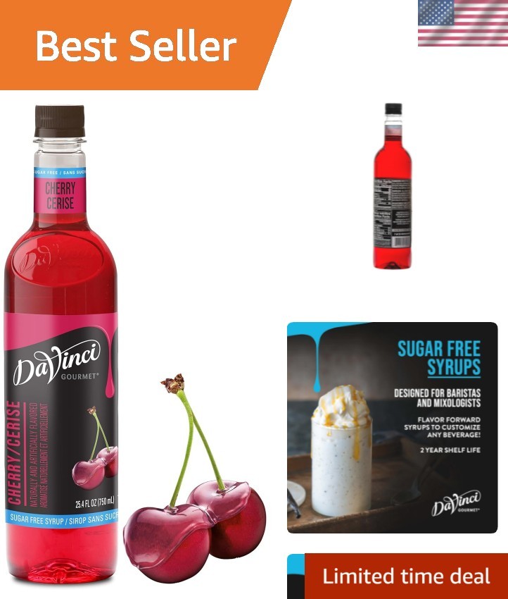 Versatile Sugar-Free Cherry Syrup 25.4 Fl Oz – Ideal for Desserts & Drinks