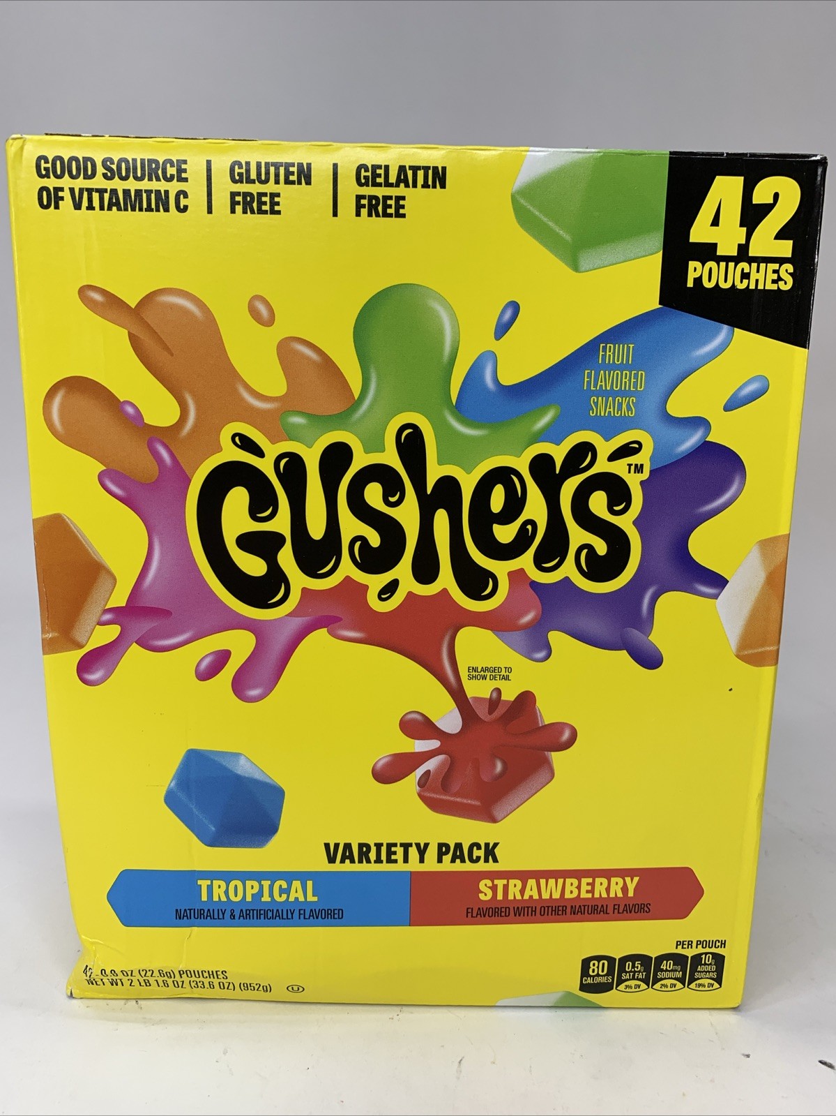 42 Pouches – Gushers Strawberry & Tropical Variety Pack Snacks Expire 7/26