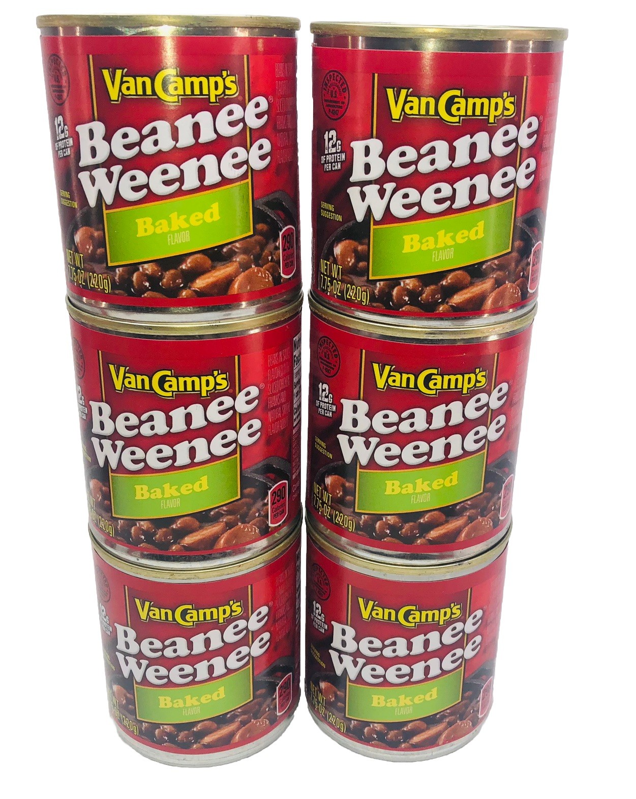 6 Van Camp’s Baked Beanee Weenee 7.75 oz can Beans Franks Hot Dogs Exp.11/2027