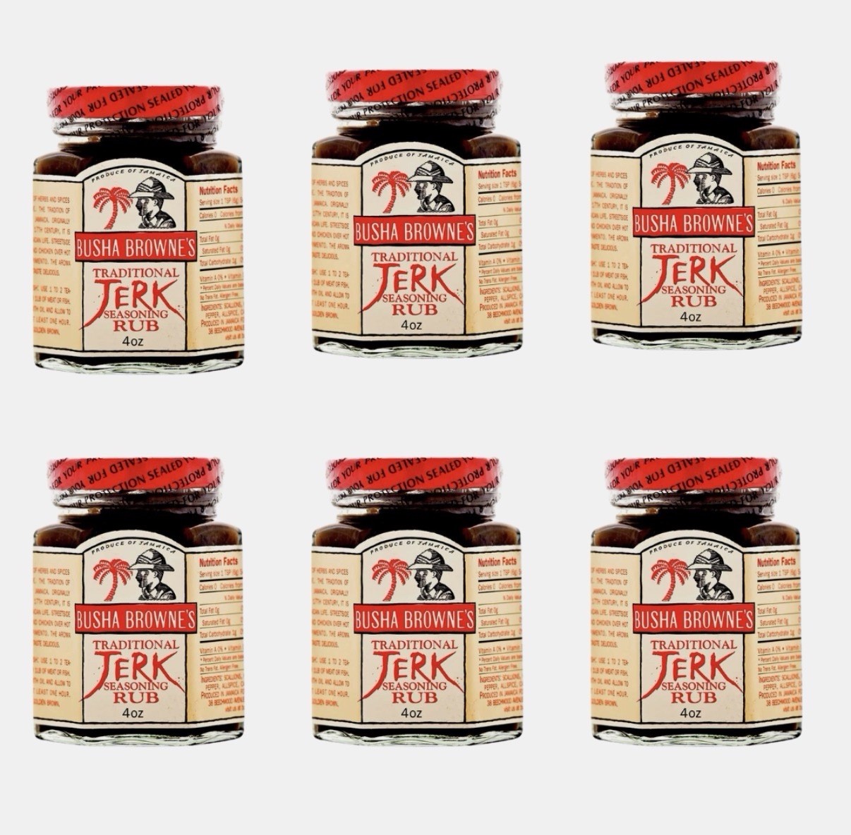 Busha Browne Traditional Jerk Seasoning Rub Low Sodium Pack of 6