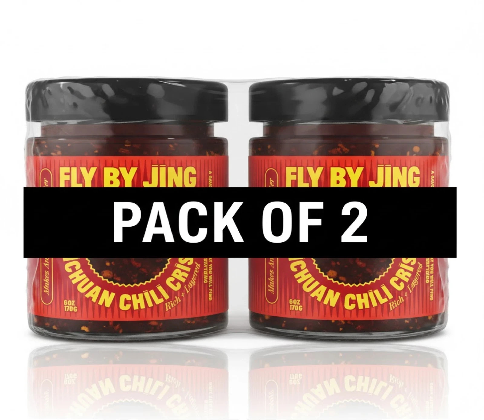 2 Pack Fly by Jing Sichuan Chili Crisp, All-Natural and Vegan Chili Sauce, 6 oz