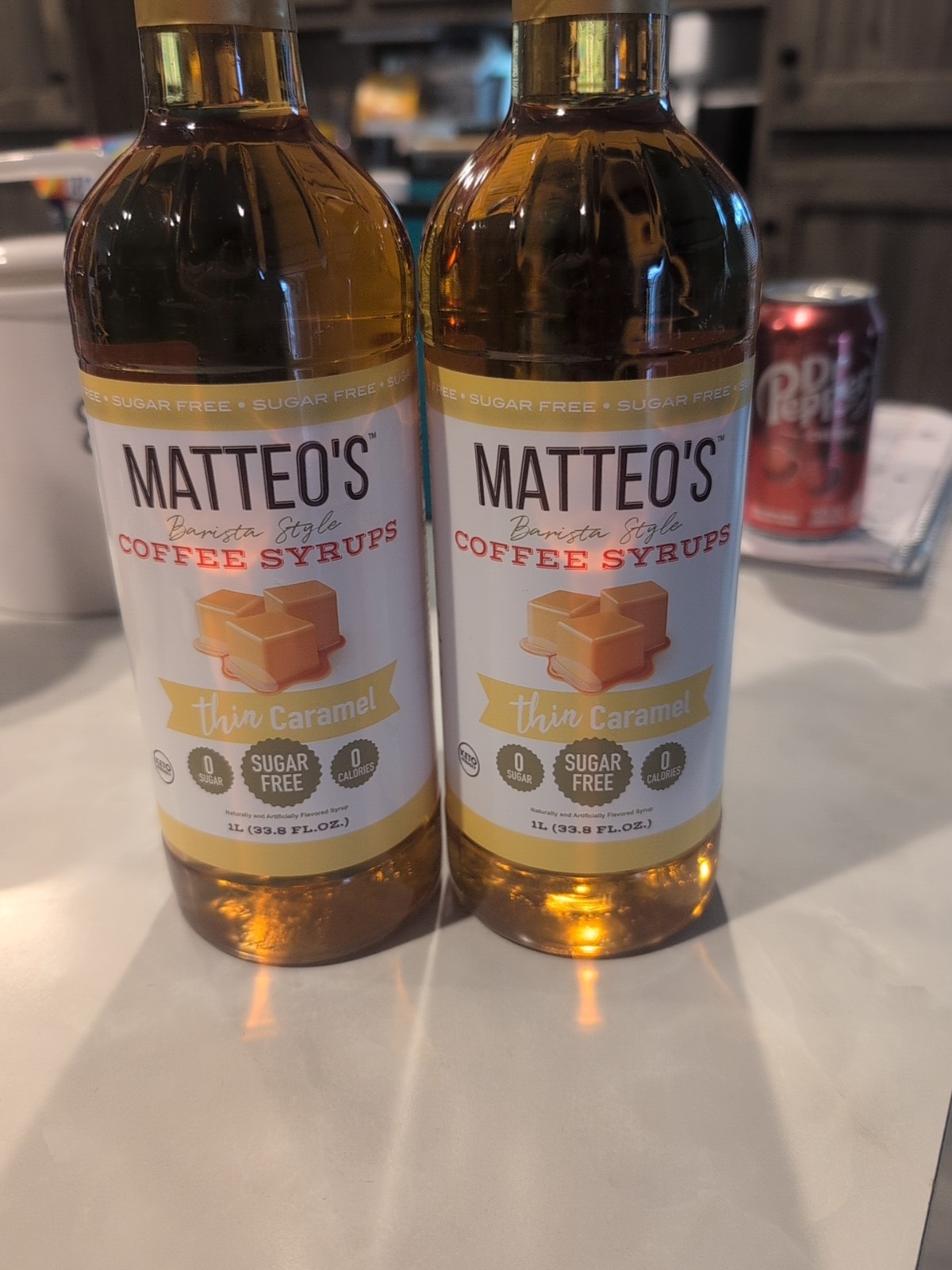Matteo’s Barista Style Coffee Syrups Thin Caramel Coffee Syrup 33.8 Fl Oz 2 pack