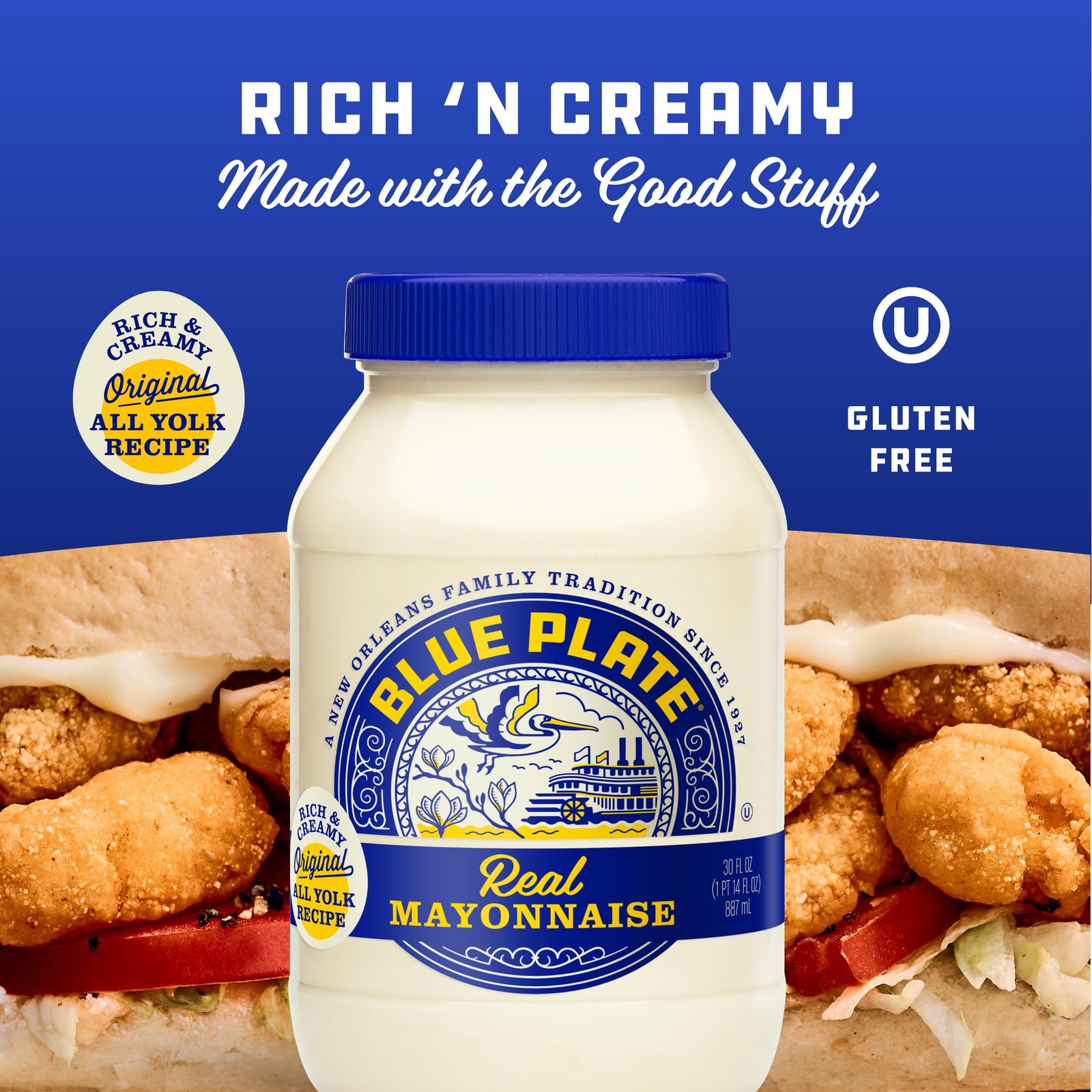 Blue Plate Real Mayonnaise, Homestyle Mayo For Chicken 30 Fl Oz (Pack of 1)