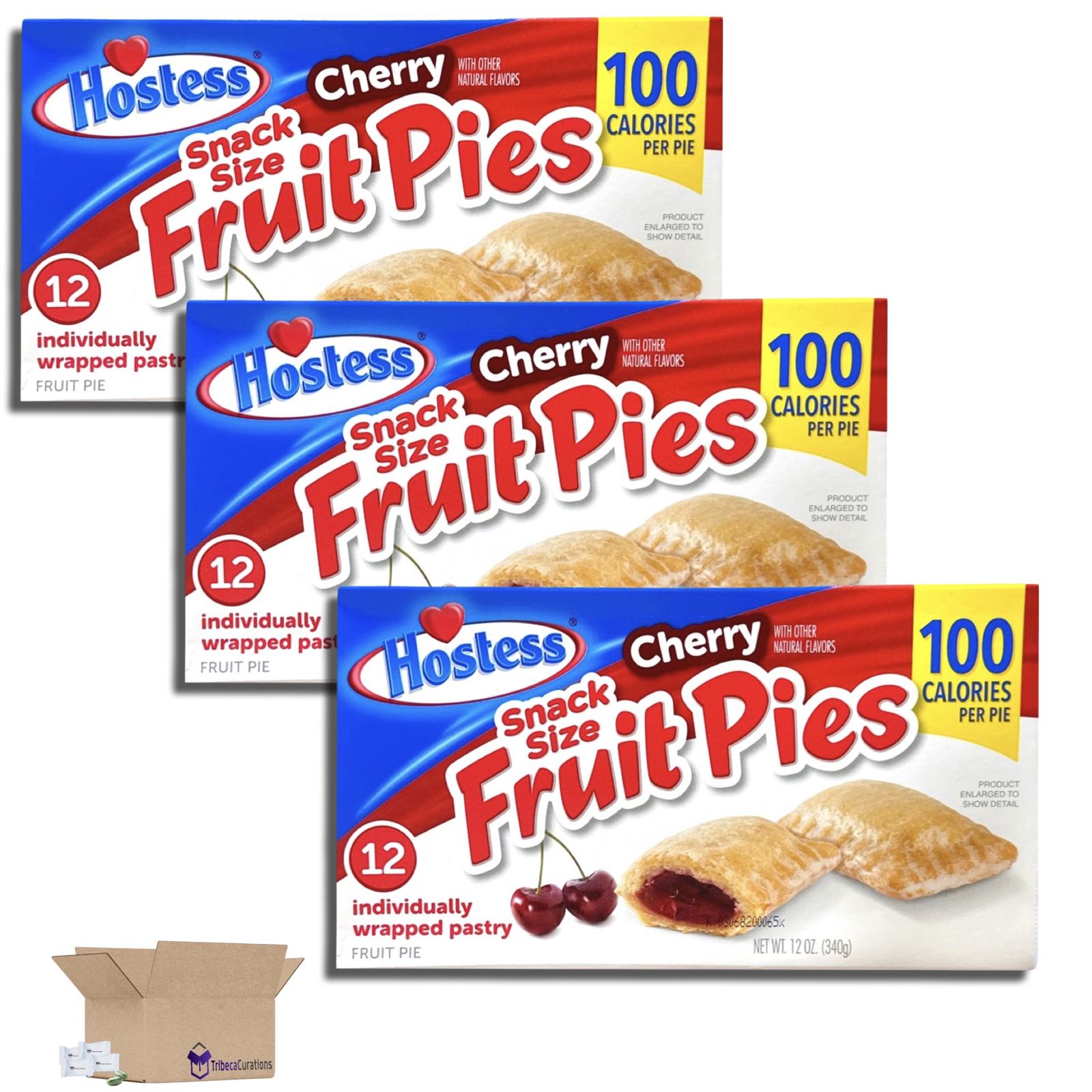 Hostess Snack Size 100 Calorie Mini Fruit Pies | 12 Count Box | Cherry | Pack