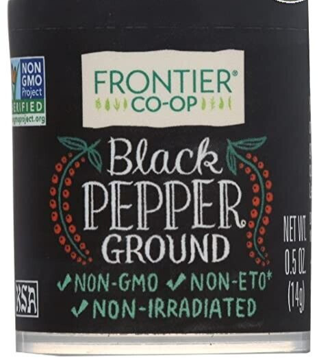Frontier Co-Op Organic Black Pepper Ground, Non GMO, Non ETO, Non-Irradiated