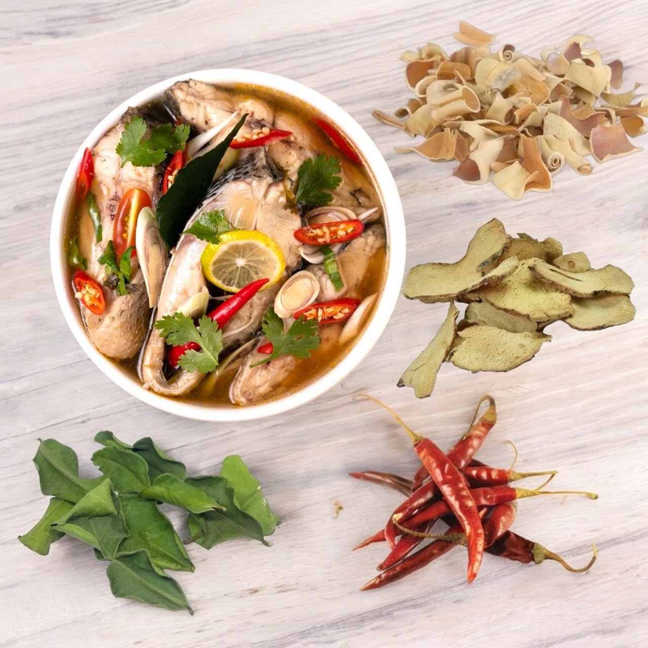 Dried Mixed Aroma Tom Yum Soup Base set (Galangal, Lemongrass, Chili, Ma-Krud…