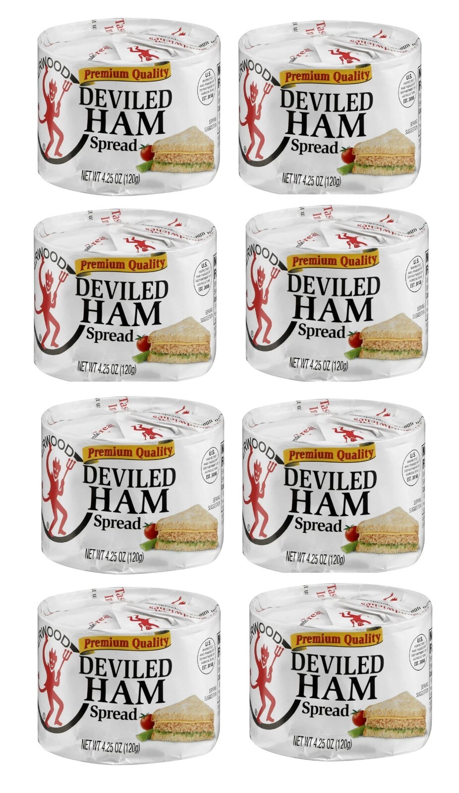 Underwood Premium Deviled Ham Spread 8-Pack | 4.25 oz Flavorful Canned Meat