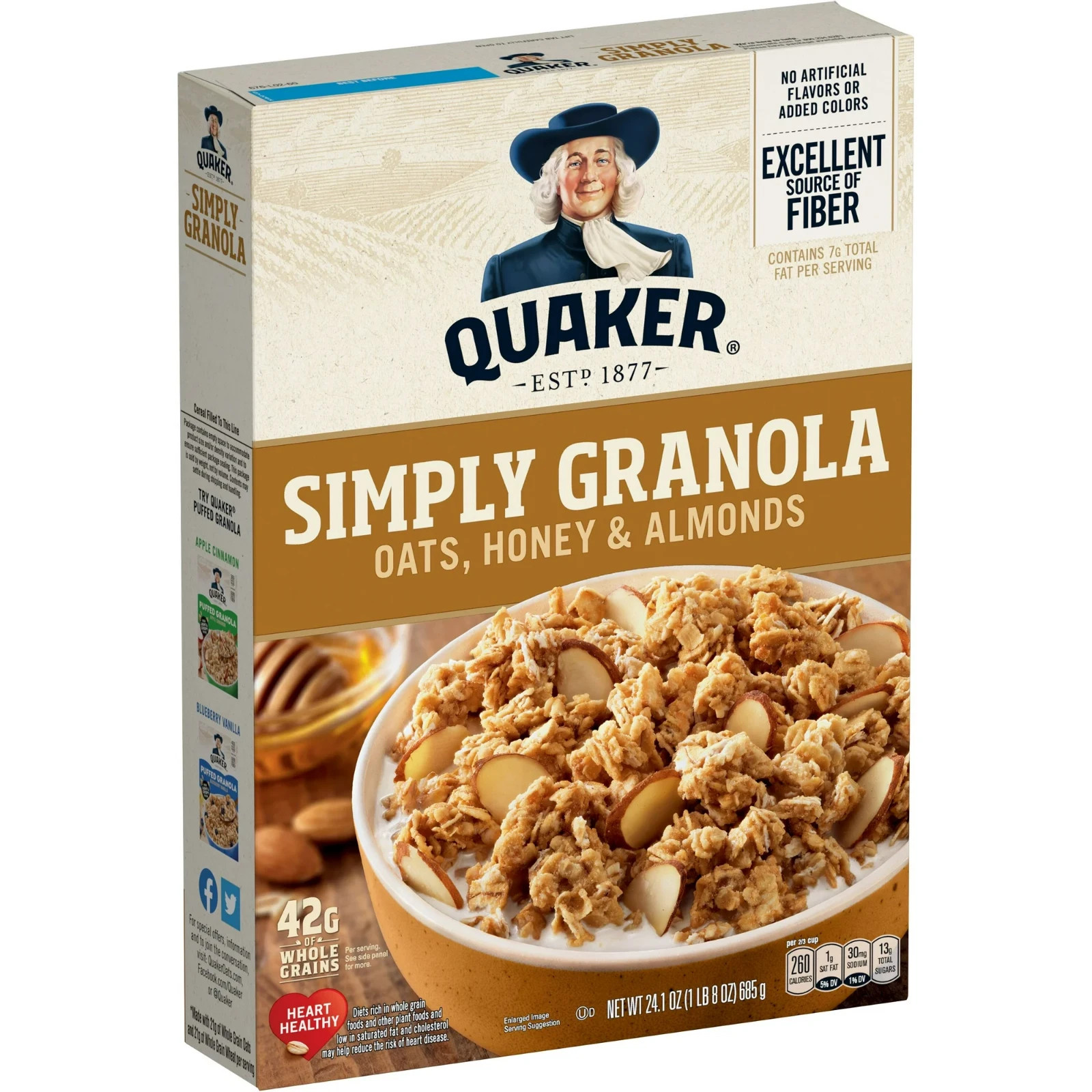 Quaker Simply Granola Cereal Oats Honey Almonds 24.1 oz Ready to Eat…