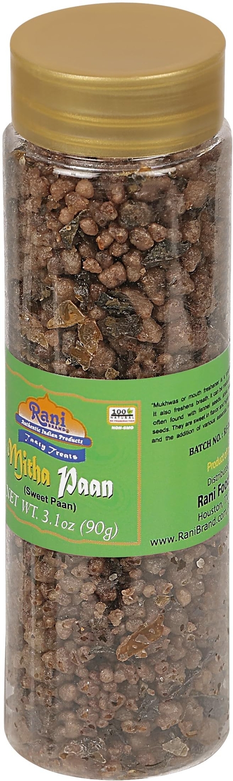 Rani Mitha Paan (Sweet Paan) 3.1oz (90g) PET Jar ~ Indian After Meal Digestives