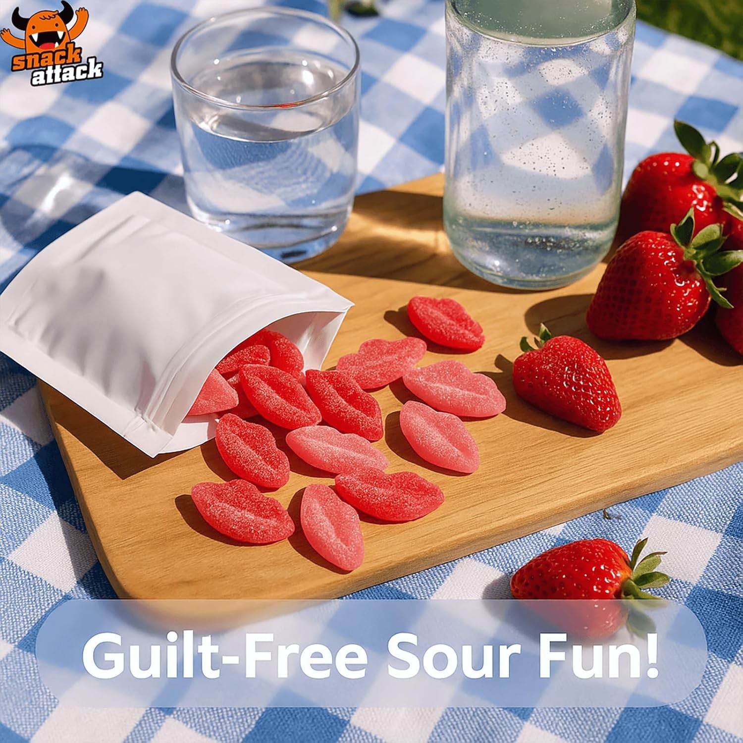 Snack Attack Sour Gummy Lips Candy – 1LB – 16OZ BAG – SHIPS FREE