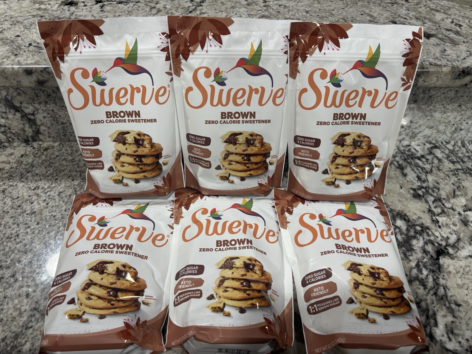 Lot of 6 Swerve Brown Zero Calorie Sweetener 12 Oz Keto Replacement Exp. 2/4/28
