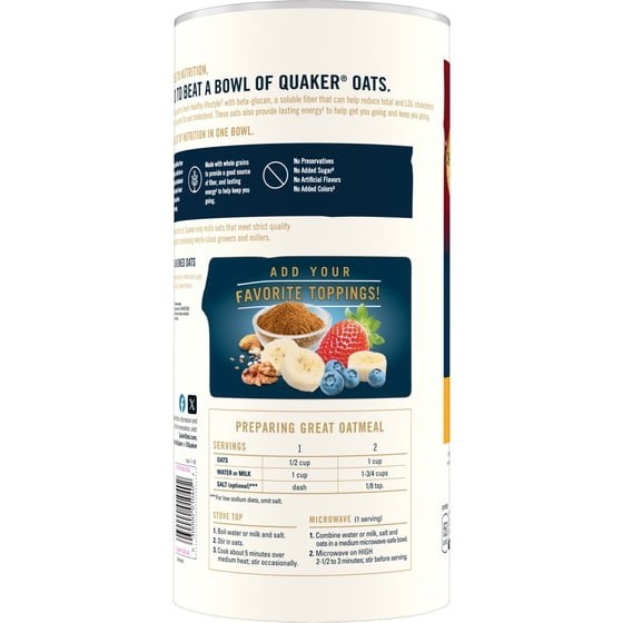 Quaker Oats Old Fashioned 42 oz Whole Grain Oatmeal Healthy Breakfast