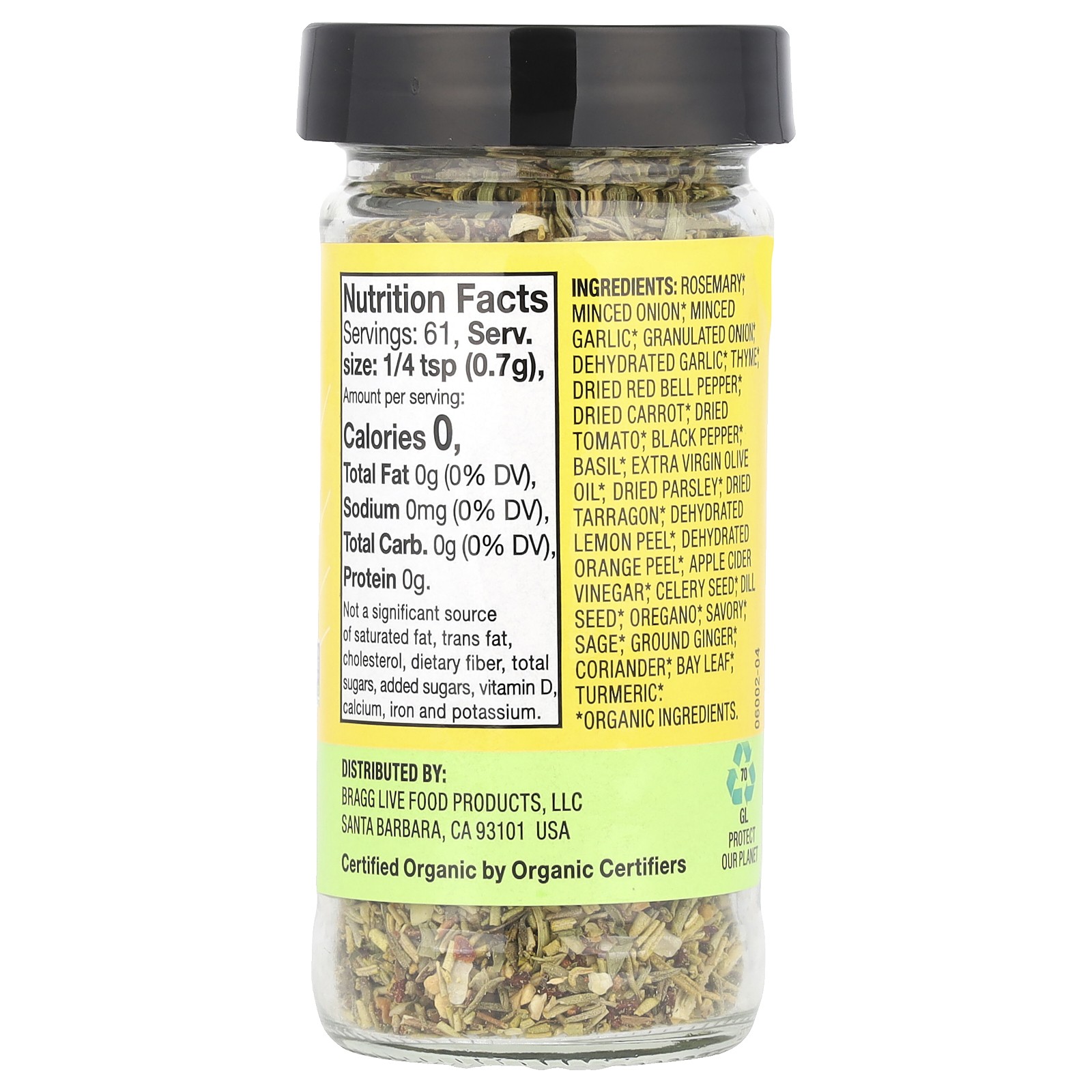 Organic, Sprinkle 24 Herbs & Spices, Salt-Free Seasoning Blend , 1.5 oz (42 g)