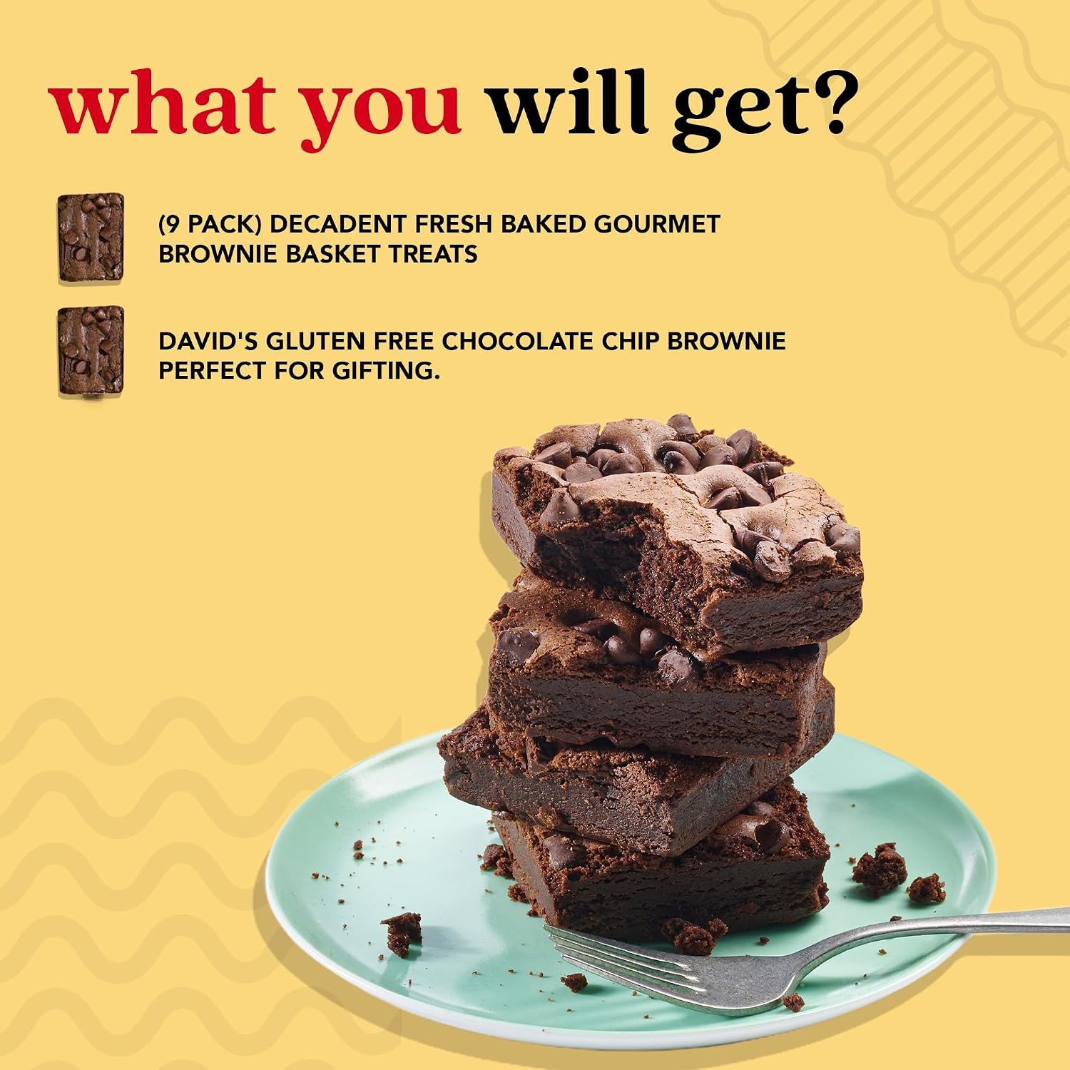 David’S Cookies Gluten-Free Chocolate Chip Brownies 9 Pack – Decadent Fresh Bake