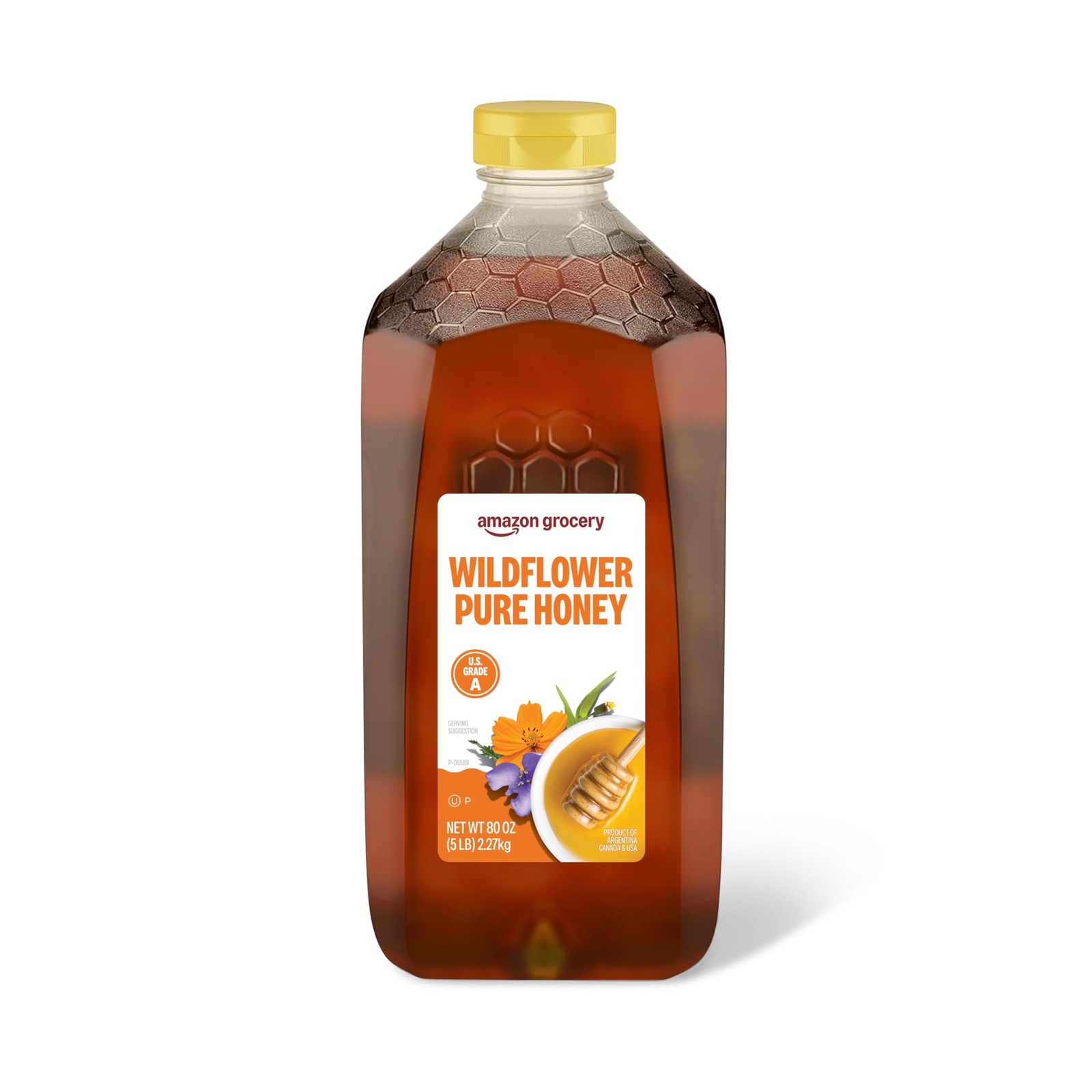 Amazon Grocery, Wildflower Pure Honey, 80 Oz 80 Ounce (Pack of 1)