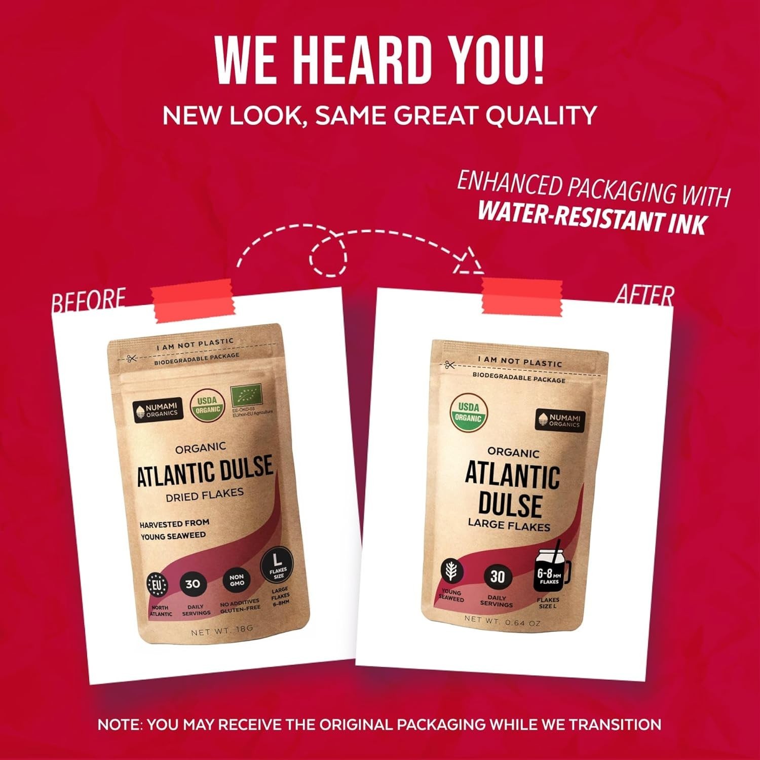 Organic Atlantic Dulse Flakes Seaweed Gluten-Free 30 Servings