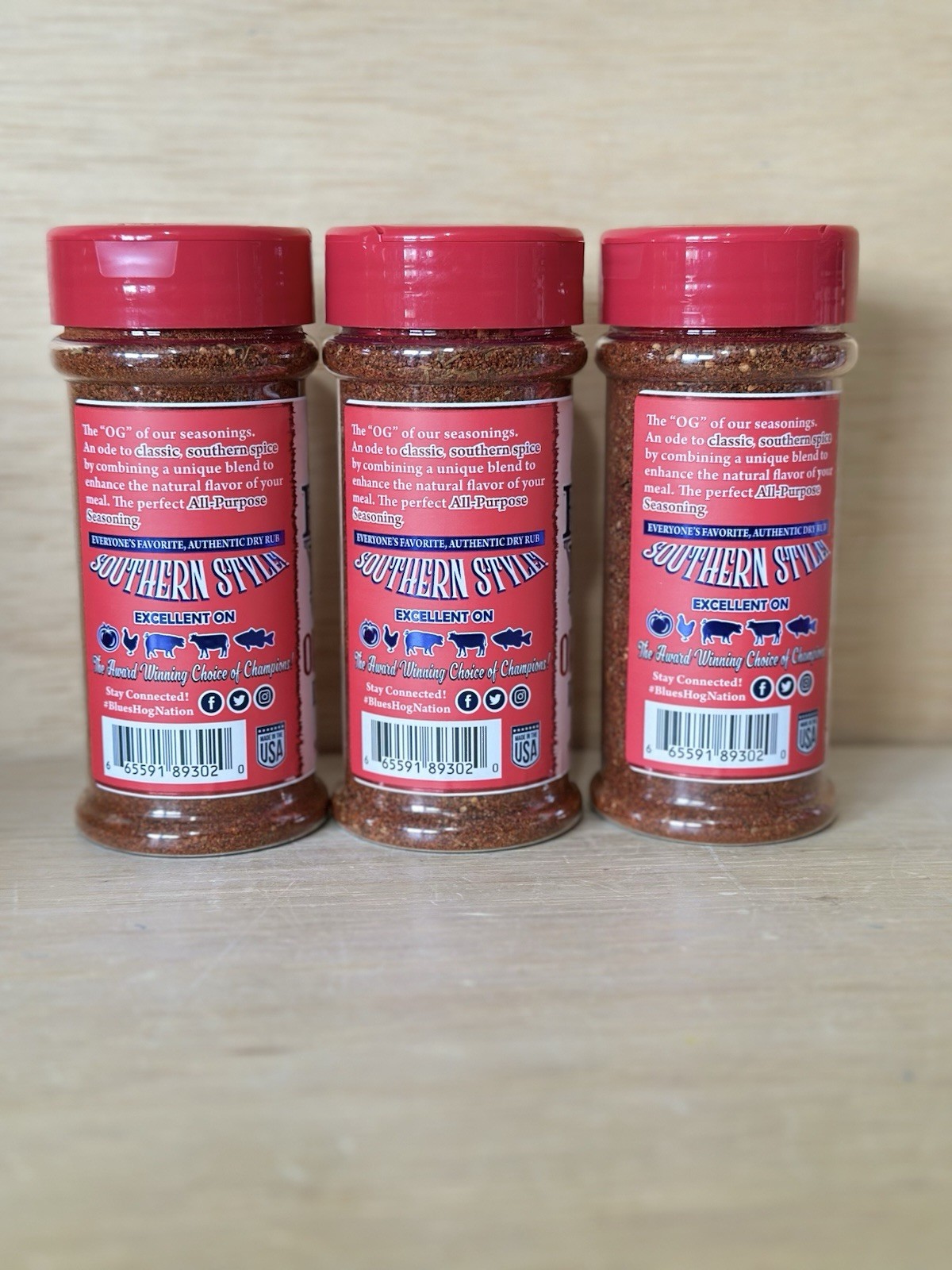 Lot 3-Blues Hog Original Dry Rub- All-Purpose Seasoning, 5.5 0z Ea- Exp 10/26