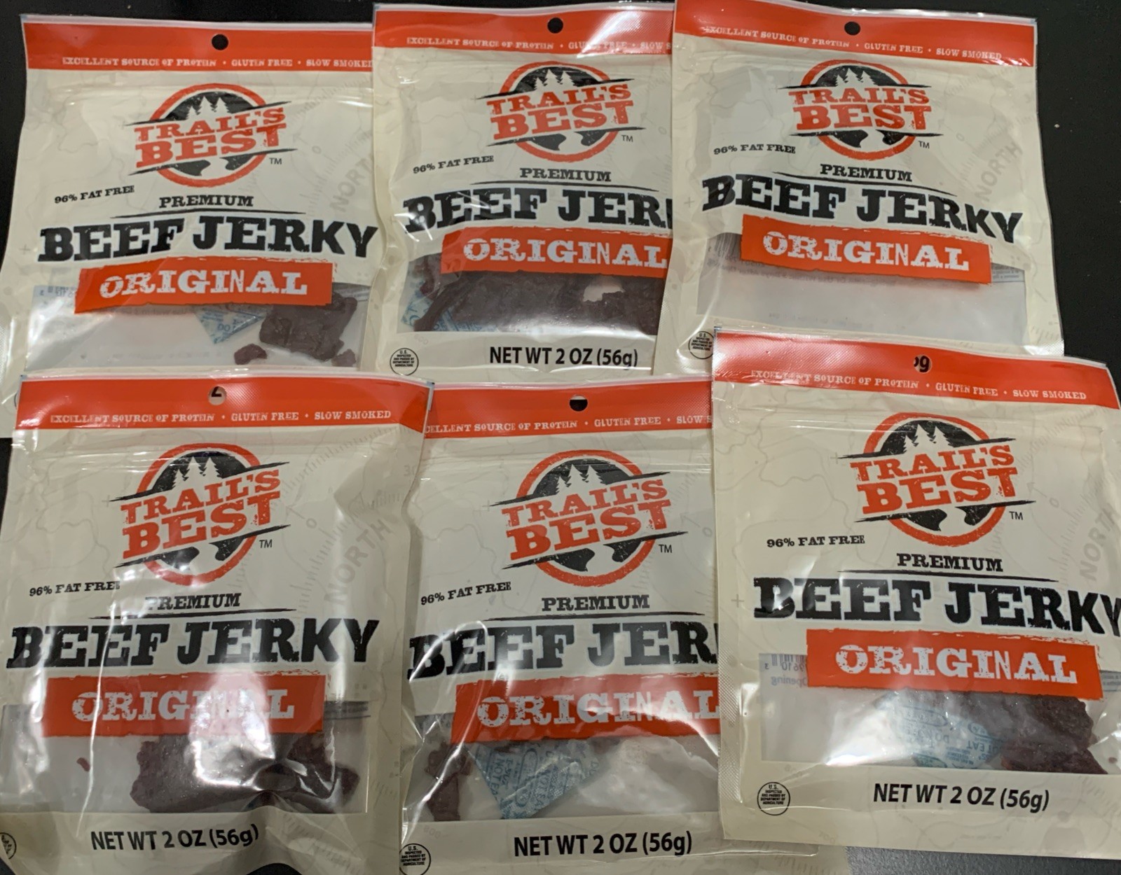 12x Bags Trail’s Best Beef Jerky Original 2oz Bags BULK Meat Jerky Premium