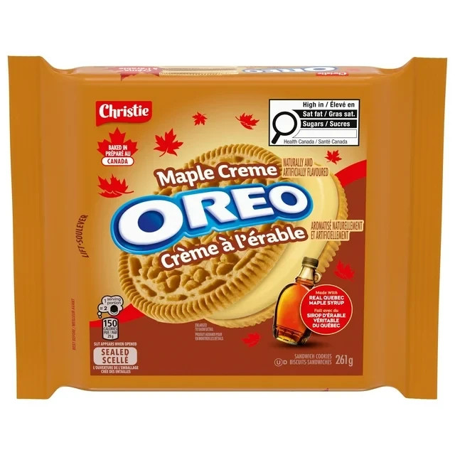 Oreo Maple Creme Sandwich Cookie, Made with Quebec Maple Syrup, 261g (3 Pack)