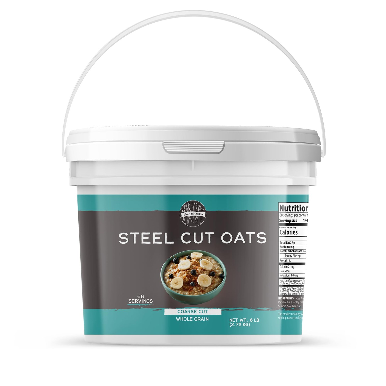 Steel Cut Oats, 1 Gallon Bucket, Whole Grain, Irish Oatmeal, Breakfast