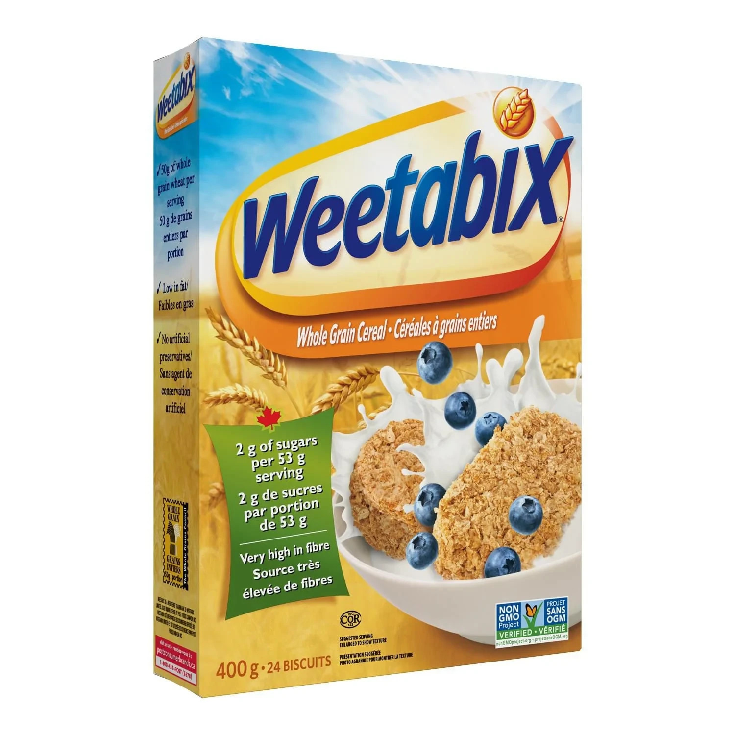 Weetabix Whole Grain Cereal Biscuits, Non-GMO Canada Made 400G Box FAST SHIPPING